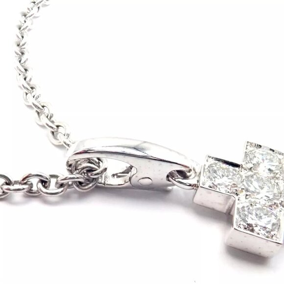 Authentic! Cartier 18k White Gold Diamond Cross Pendant Chain Necklace - Picture 4 of 13